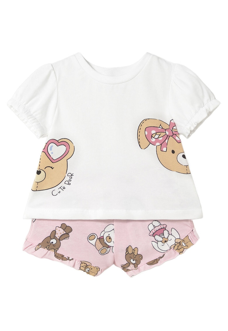 Set tricou si pantaloni scurti fete  1256 - Bumbac/Elastan - Roz - Roz