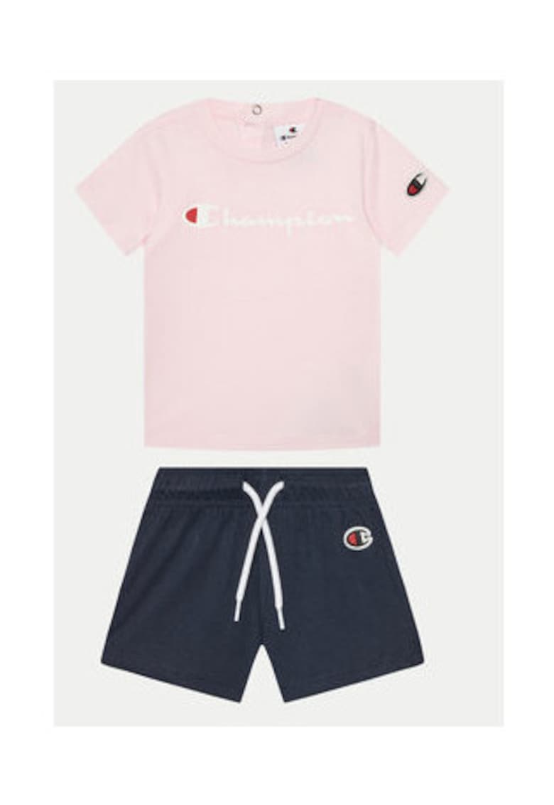 Set tricou si pantaloni scurti fete  307055 - Bumbac - Bleumarin/Roz - Roz/Bleumarin