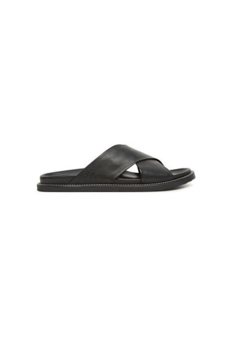 Slapi barbati  25418010 - Piele naturala - Negru - Negru