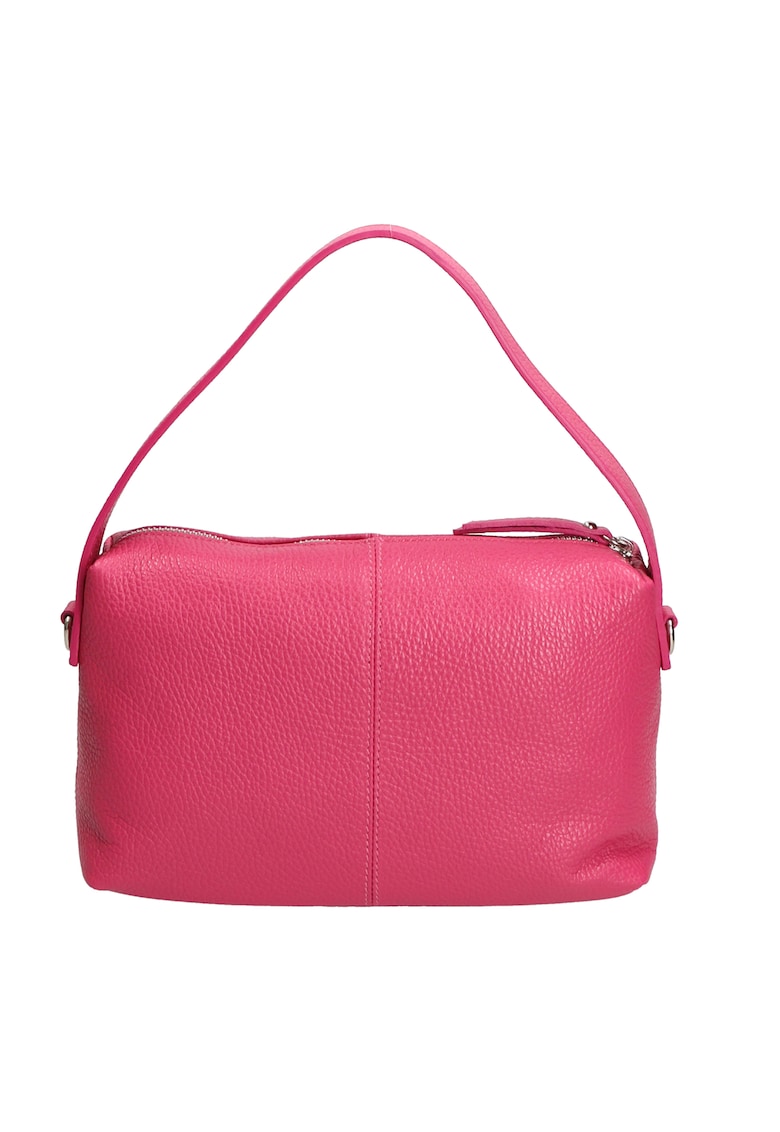 Geanta de piele cu bareta detasabila - Fucsia