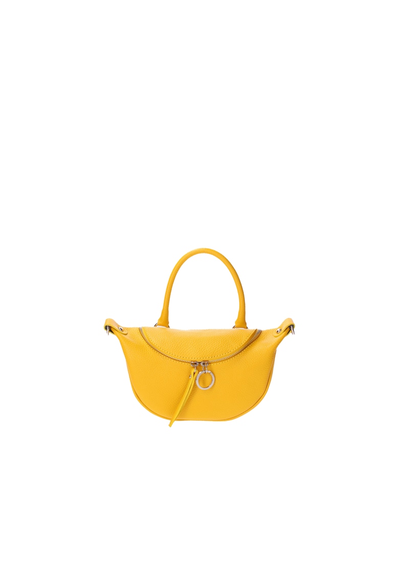Geanta crossbody de piele cu bareta detasabila - Galben