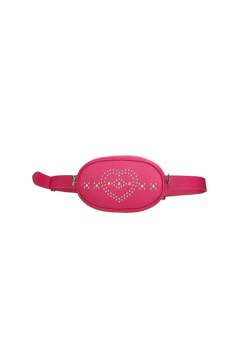 Borseta din piele cu aplicatii cu nituri - Fucsia