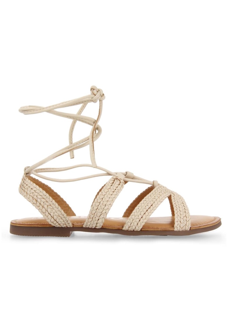 Sandale de piele cu aspect impletit Gladiator - Alb murdar
