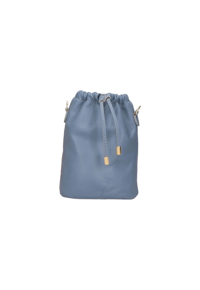 Geanta bucket de piele - Albastru prafuit