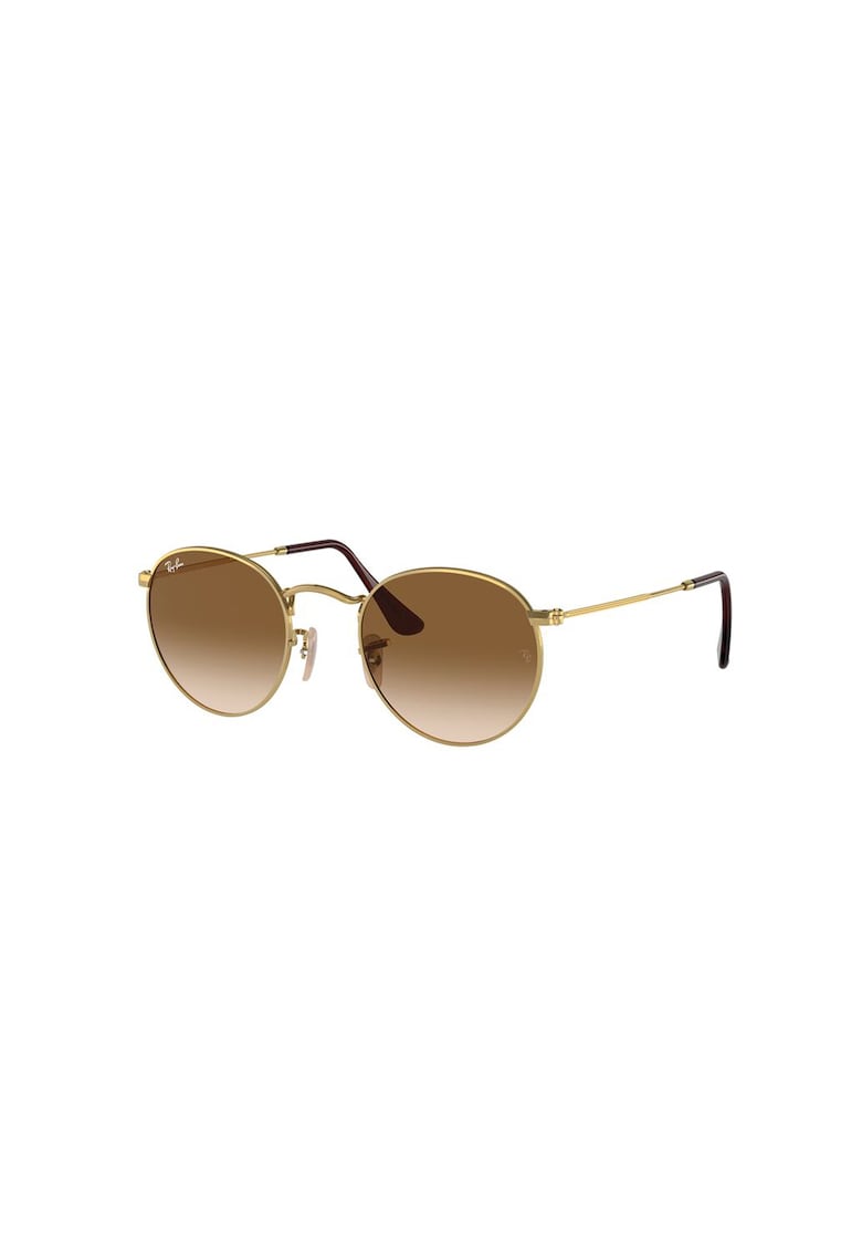 Ochelari de soare rotunzi unisex cu rama metalica - Auriu/Maro