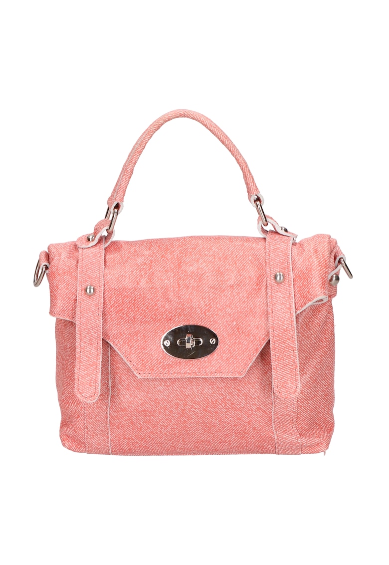 Geanta crossbody din piele cu clapa - Coral
