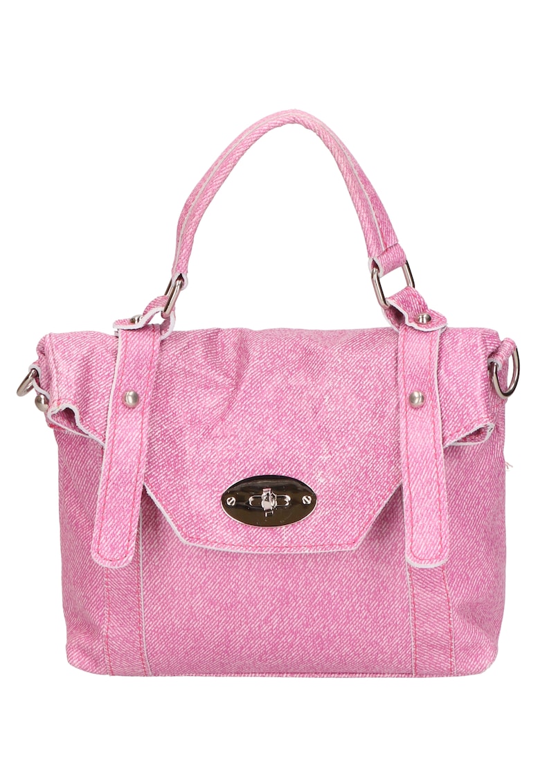 Geanta crossbody din piele cu clapa - Roz