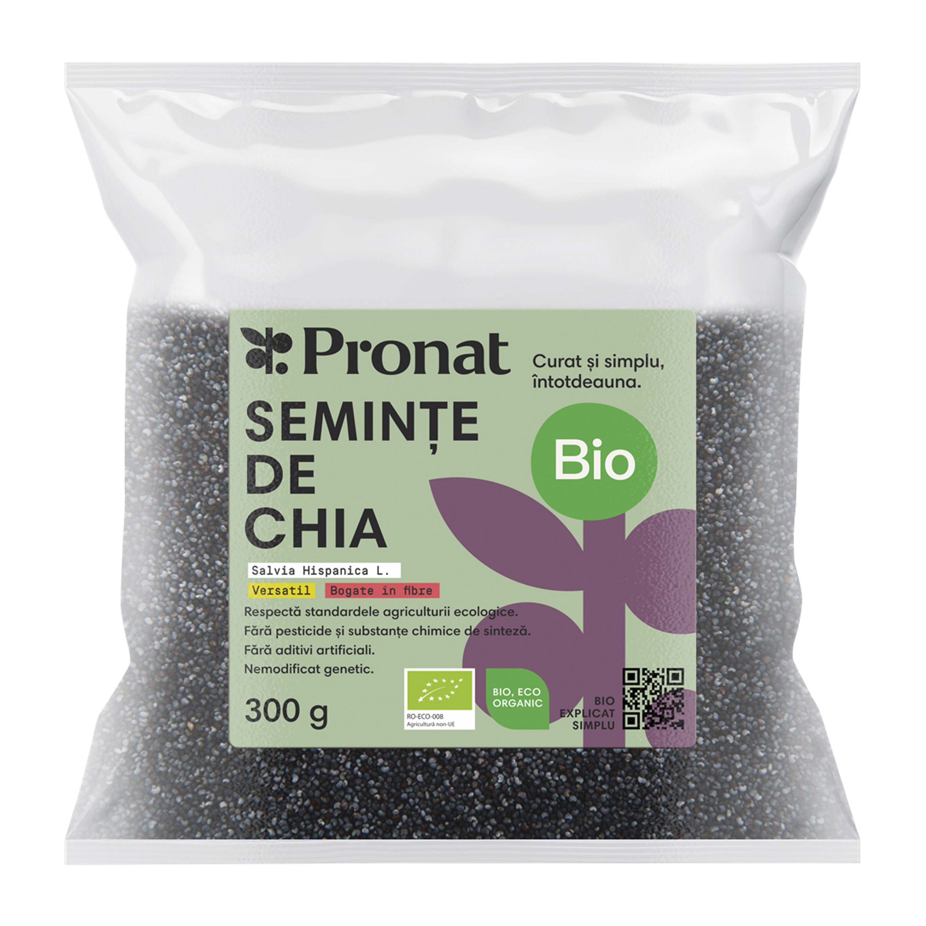 Seminte de chia bio, 300g Pronat