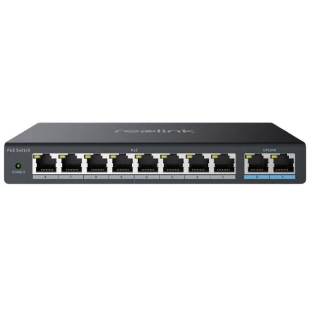 Switch 8 porturi PoE+ Reolink RLA-PS1, 120W, 2 porturi uplink gigabit, cu administrare