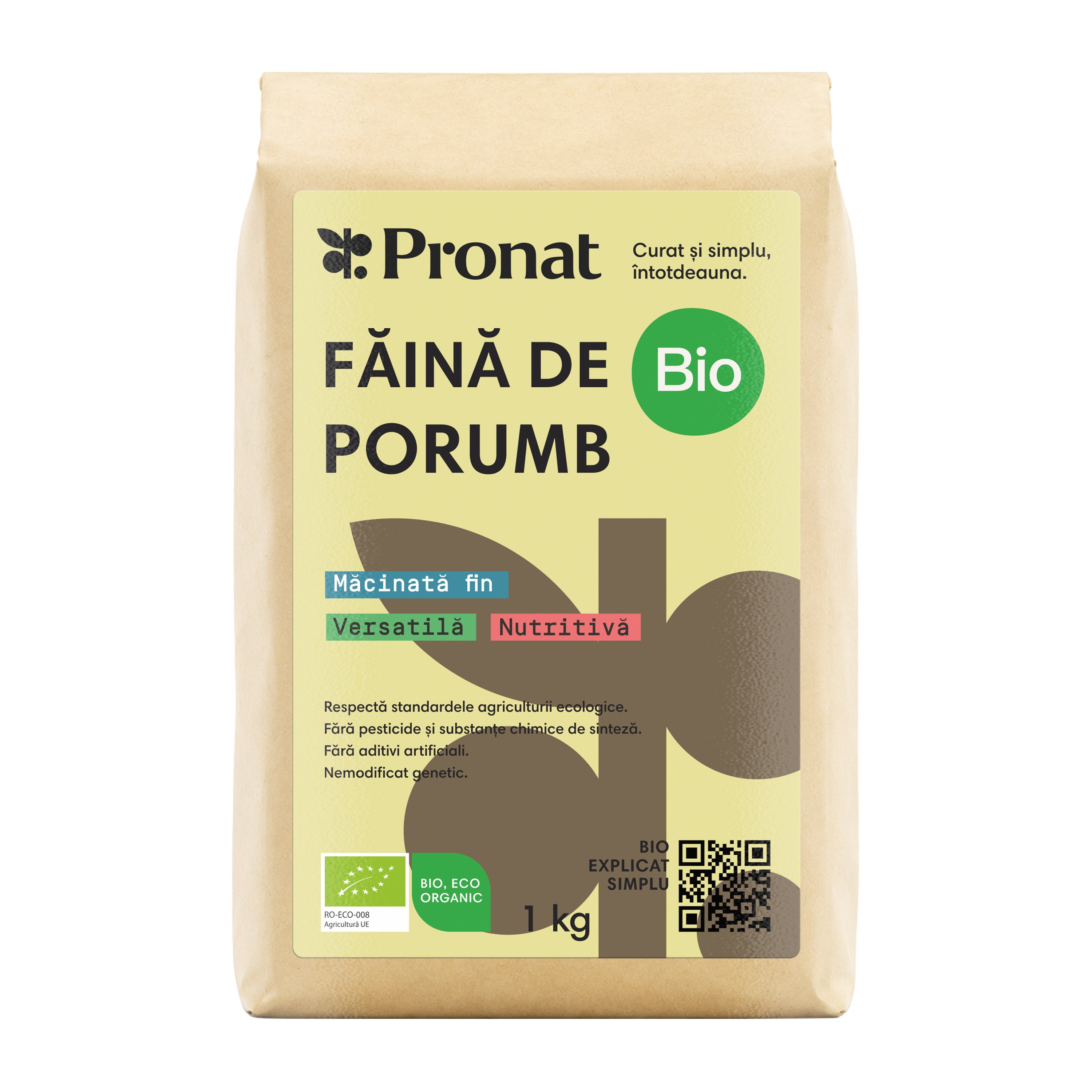 Faina bio de porumb macinata fin 1kg Pronat