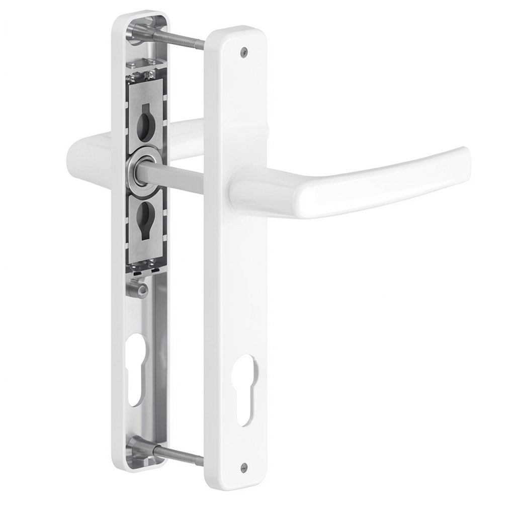 Maner usa PVC cu sild, aluminiu, alb RAL 9016, 195 x 85 x 32 mm