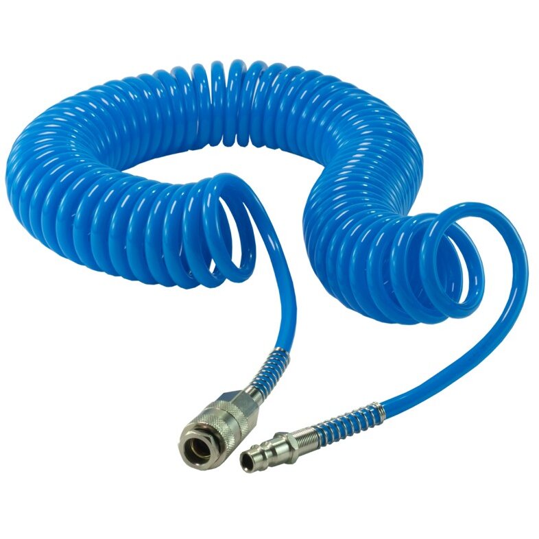 Furtun Pneumatic Spiralat PSA011 din Poliuretan 5x8MM Lungime 10M Albastru