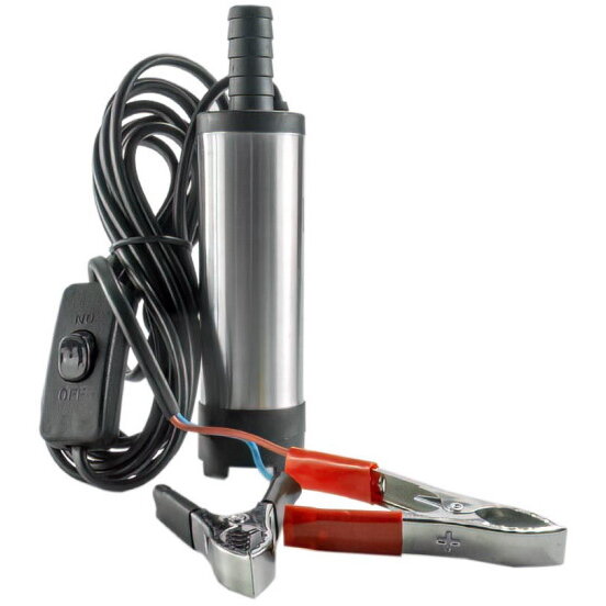Pompa de Transfer Combustibil 12V 30l/min Cleme Crocodil Argintiu
