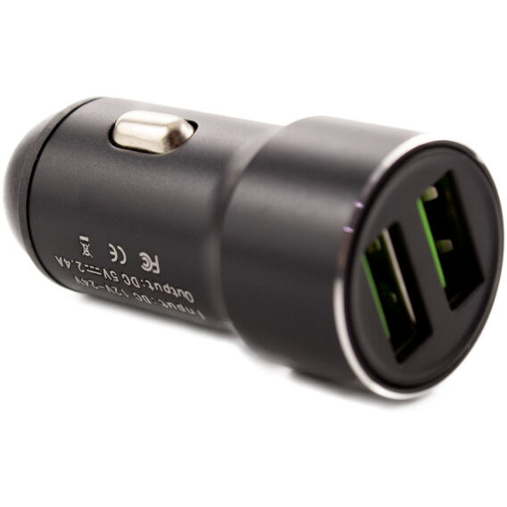 Incarcator Auto USB - 2400 mA  Carcasa Metalica Negru