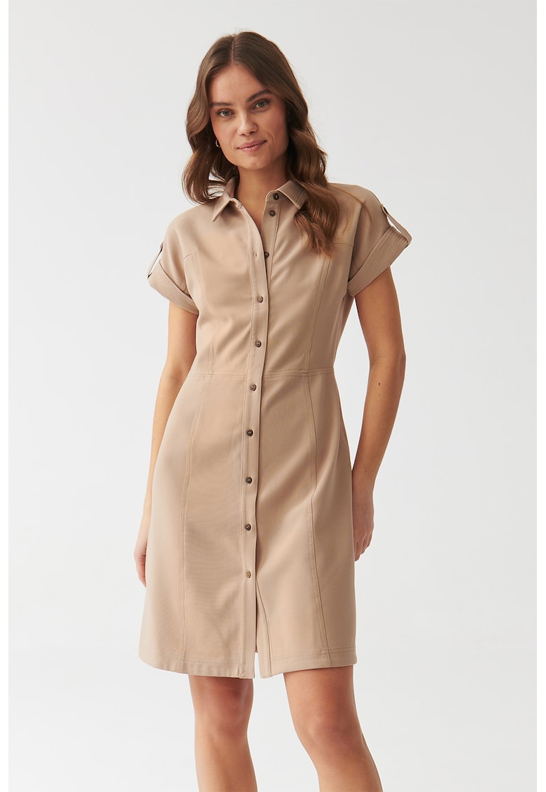 Rochie-camasa cu maneci scurte Fila - Maro nisip