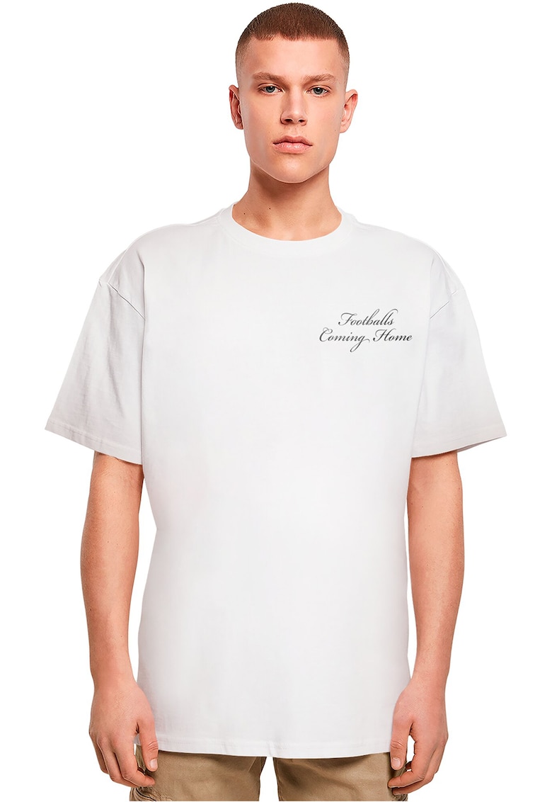Tricou unisex cu imprimeu pe partea din spate - Alb/Negru/Violet