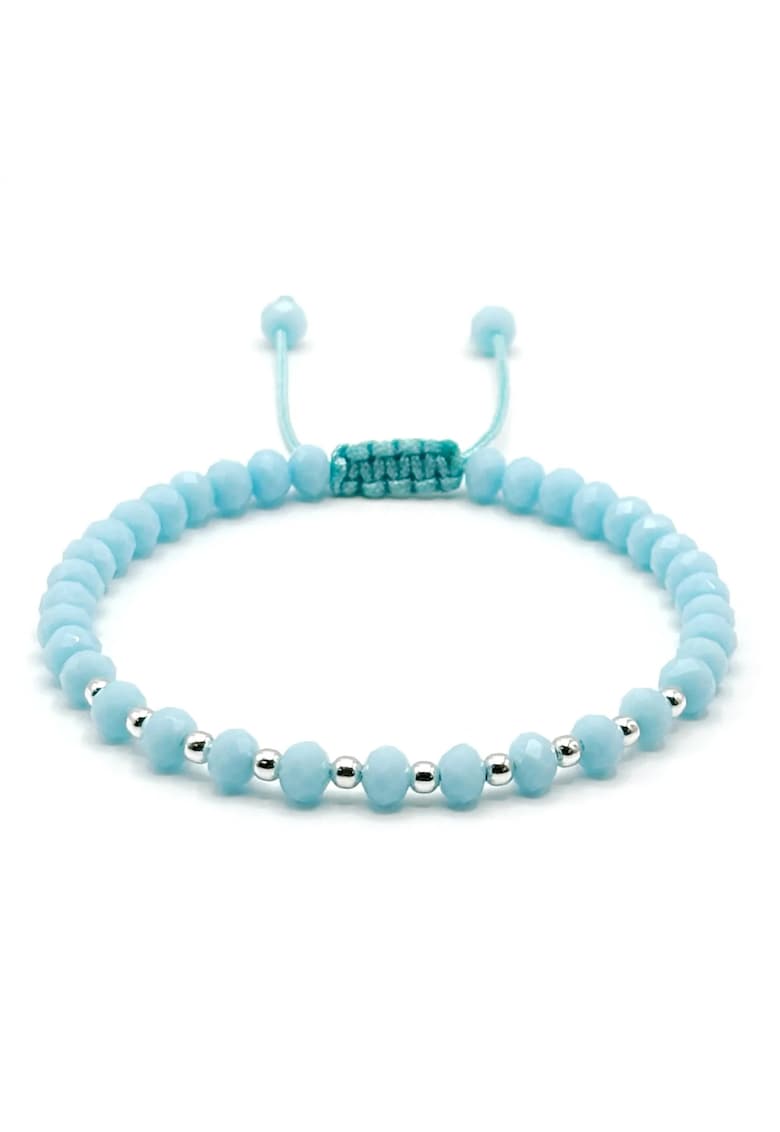 Bratara cu bile din Argint 925 si cristale Baby Blue - snur reglabil - dama
