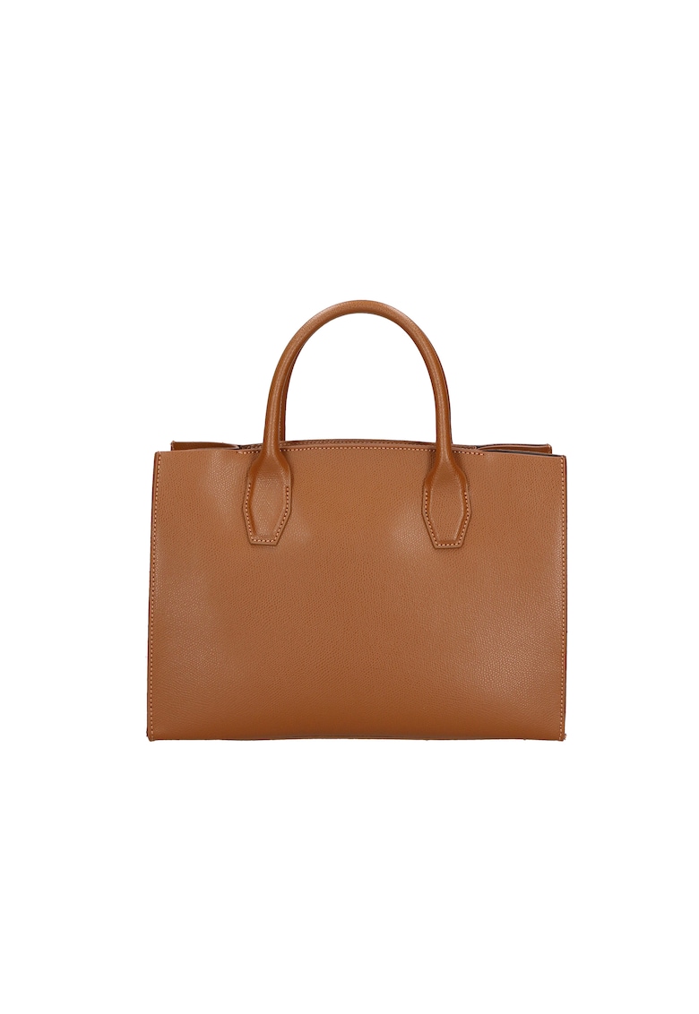 Geanta shopper de piele cu etui detasabil - Caramel