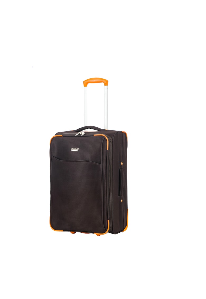 Troler mediu extensibil  SW233 - 62x39.5x22.5 cm - +30% capacitate - bagaj de cala - poliester - 2 roti - maro