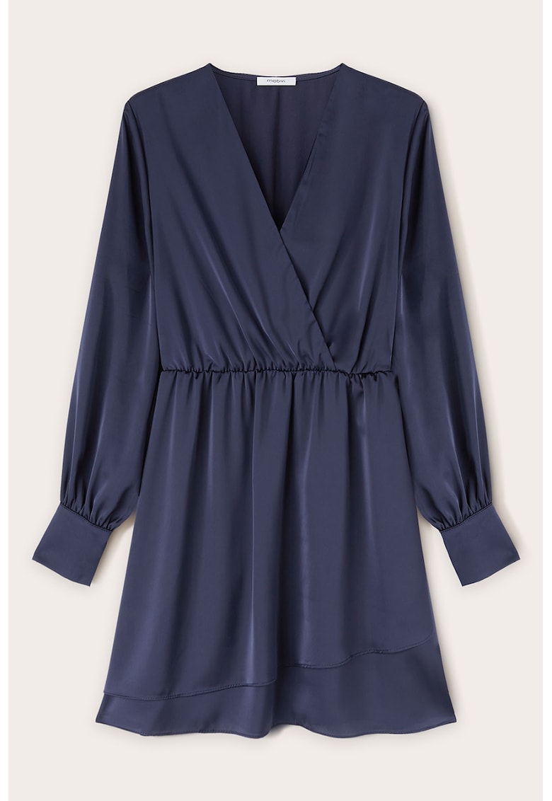 Rochie mini cu decolteu cache-coeur - Bleumarin