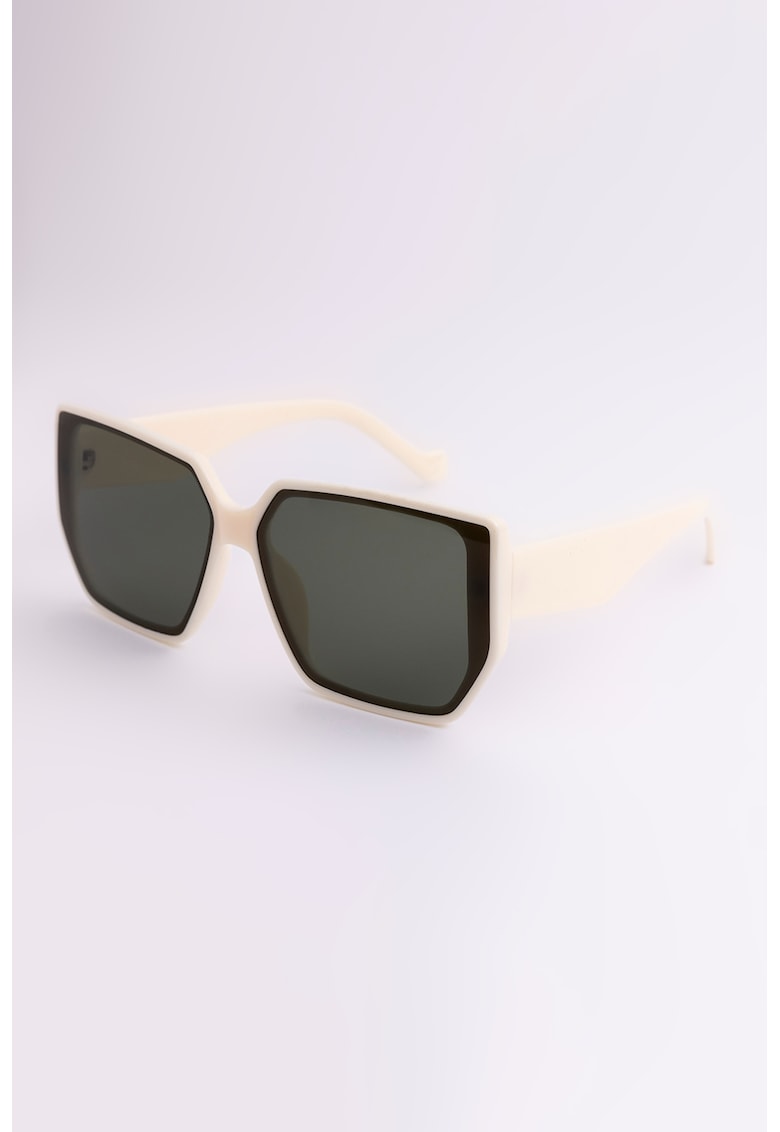 Ochelari de soare butterfly supradimensionati Hailey - Alb fildes/Negru