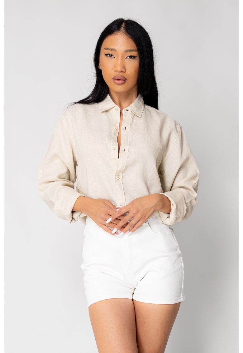 Camasa Boyfriend dIn 100% In Light Beige 17810 - Bej deschis