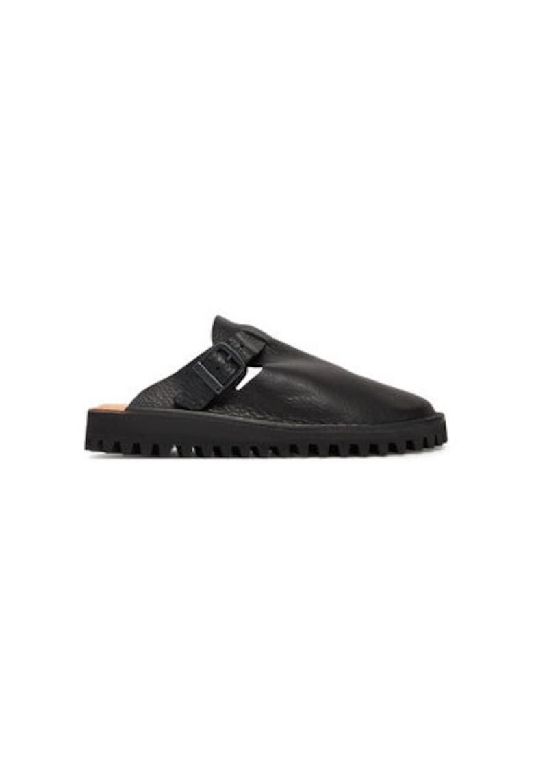 Slapi unisex  S100 - Piele naturala - Negru - Negru