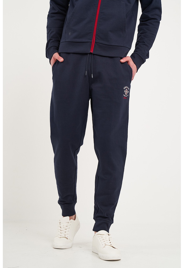 Pantaloni conici de trening cu snur - Rosu/Bleumarin