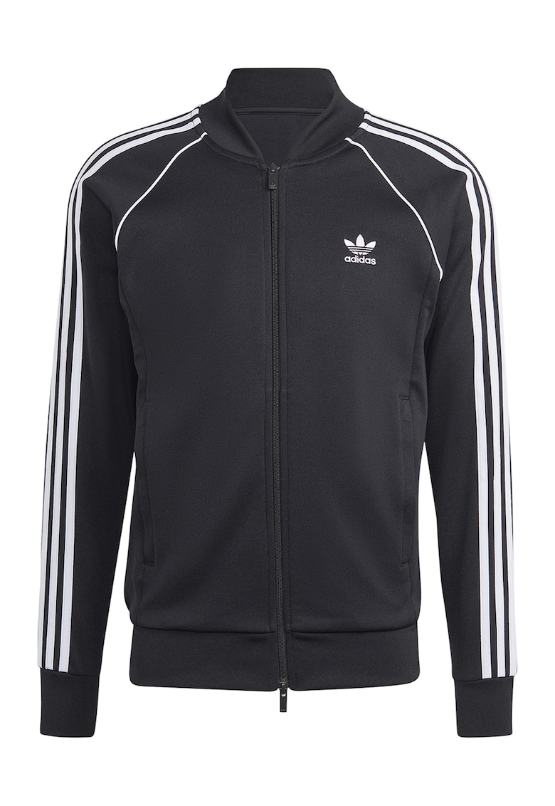 Bluza de trening cu fermoar si logo - Negru/Alb optic