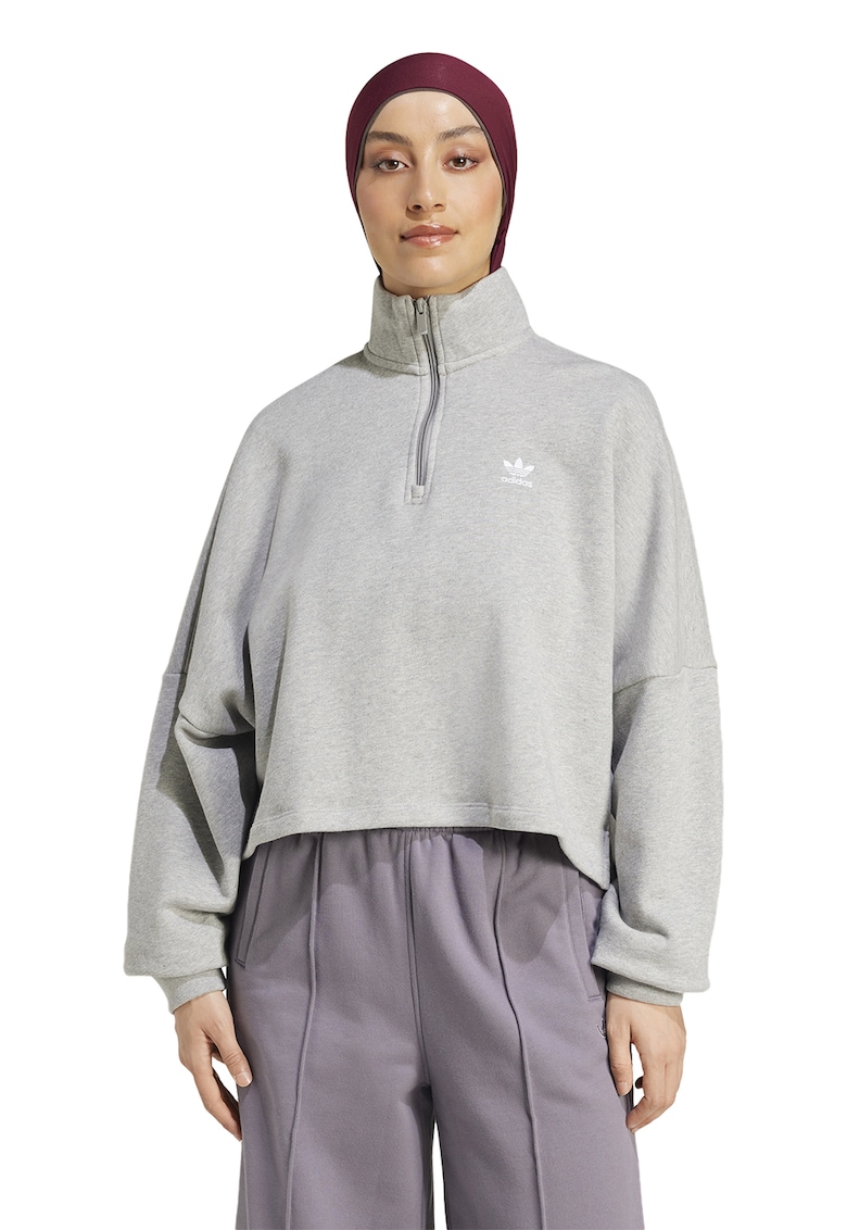 Bluza de trening supradimensionata cu fenta cu fermoar - Gri