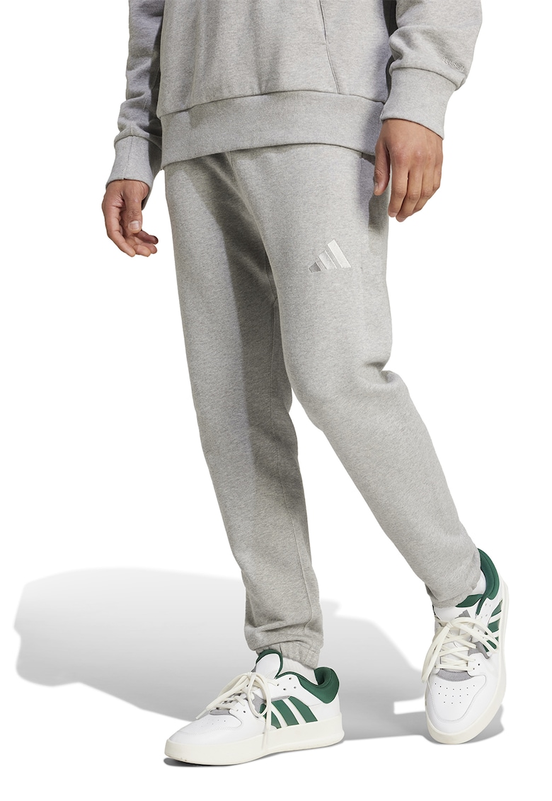 Pantaloni de trening din bumbac cu snur in talie - Gri deschis melange