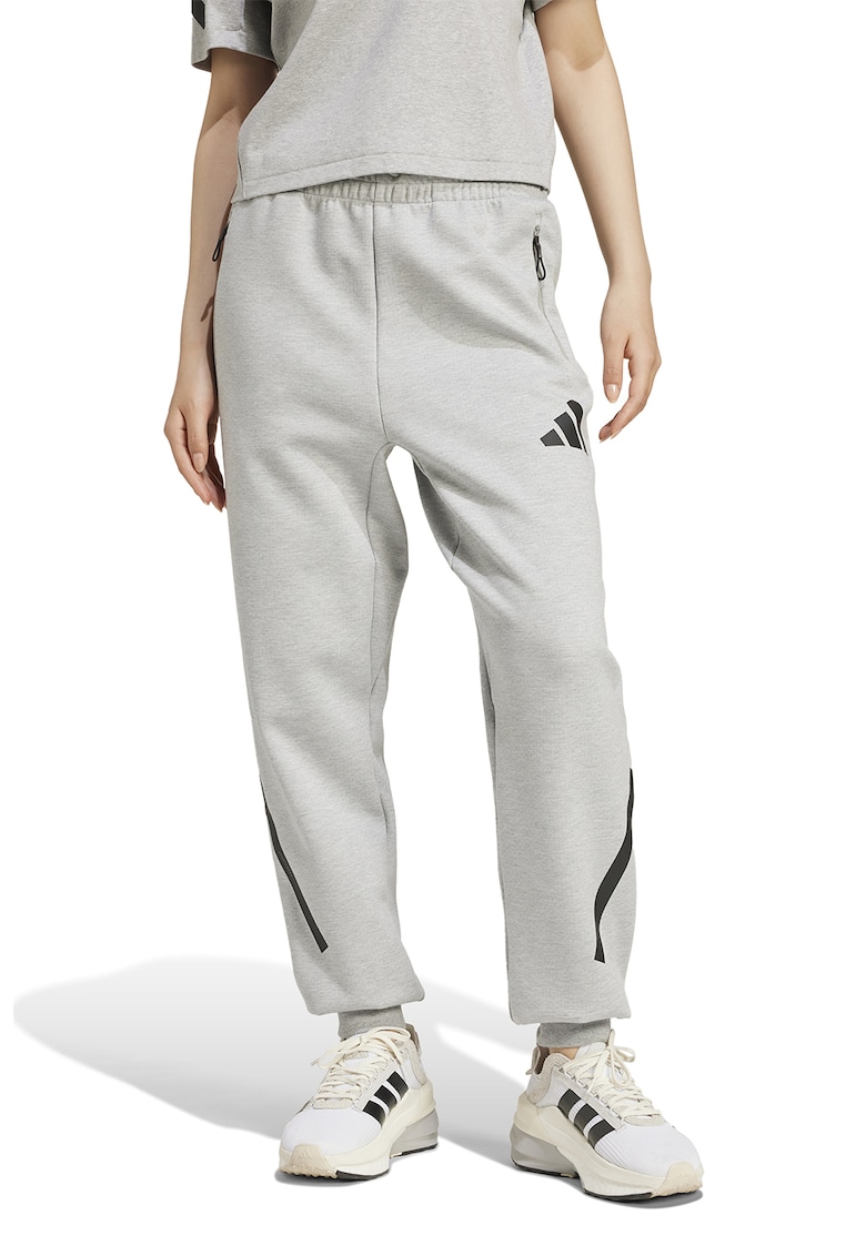 Pantaloni de trening cu buzunare cu fermoar Z.N.E. - Negru/Gri melange