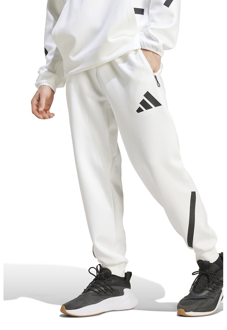 Pantaloni de trening relaxed fit cu snur Z.N.E. - Alb optic