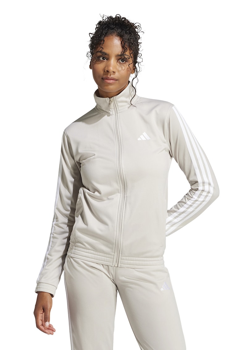 Bluza de trening cu logo si fermoar - Alb fildes