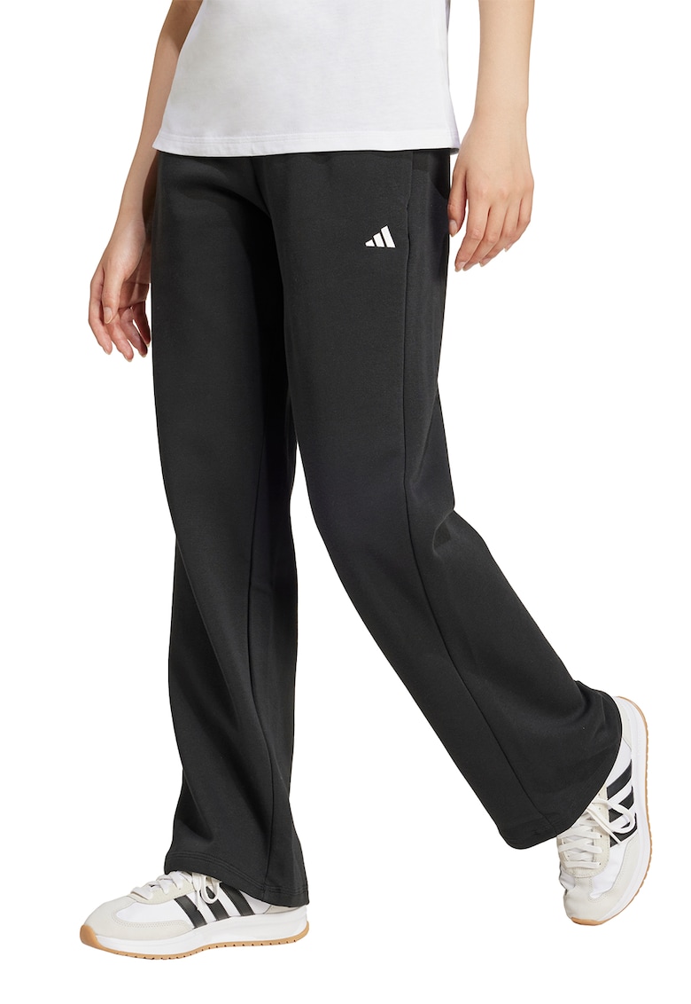 Pantaloni de trening drepti cu un snur in talie Essentials - Negru/Alb optic