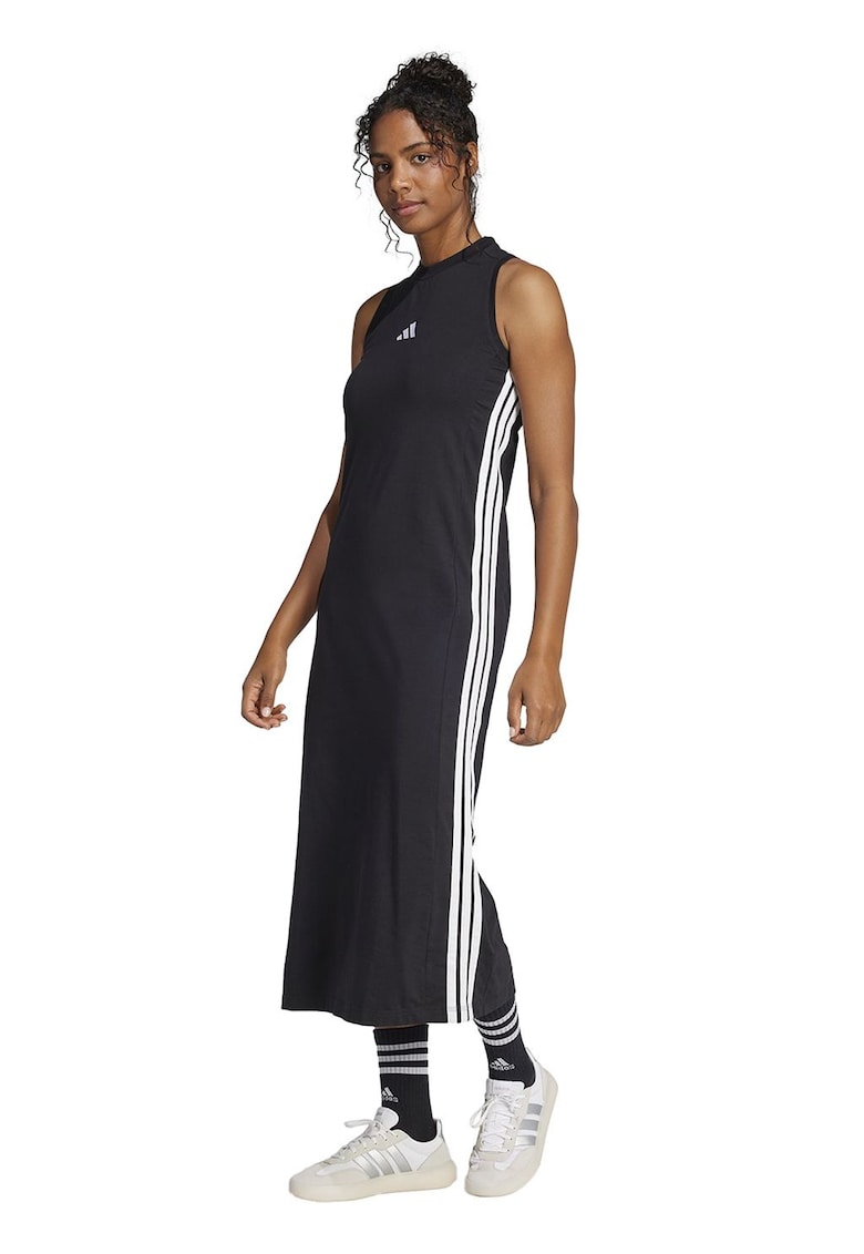 Rochie din amestec de bumbac cu slit lateral - Negru