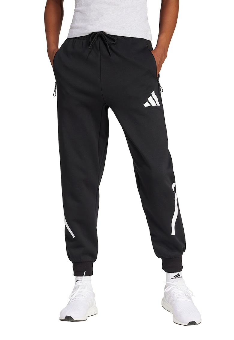 Pantaloni de trening cu buzunare cu fermoar Z.N.E. - Negru/Alb optic