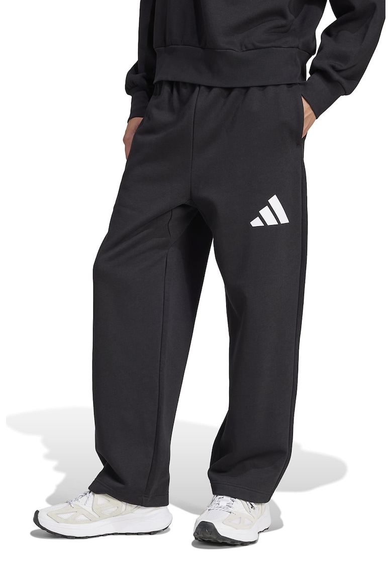Pantaloni de trening relaxed-fit cu logo Essentials - Alb/Negru