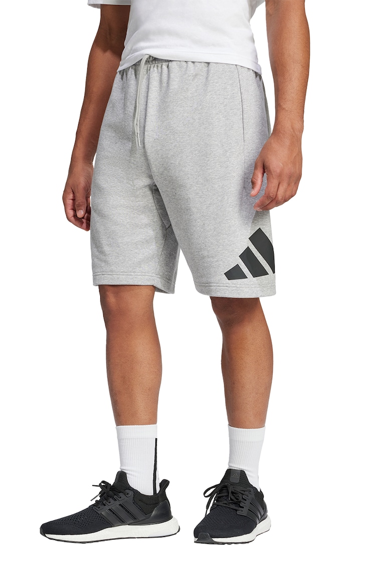 Pantaloni scurti din amestec de bumbac cu imprimeu logo - Negru/Gri deschis melange