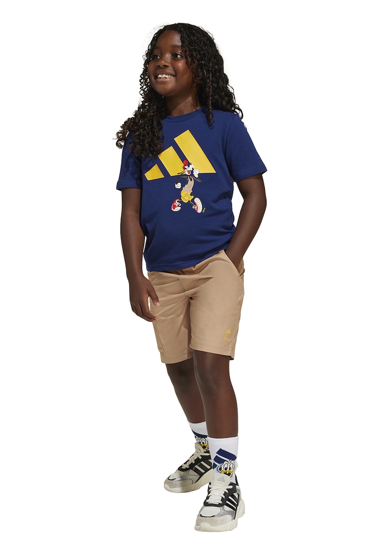 Set de tricou si pantaloni scurti din amestec de bumbac - 2 piese - Galben/Albastru inchis/Maro nisip