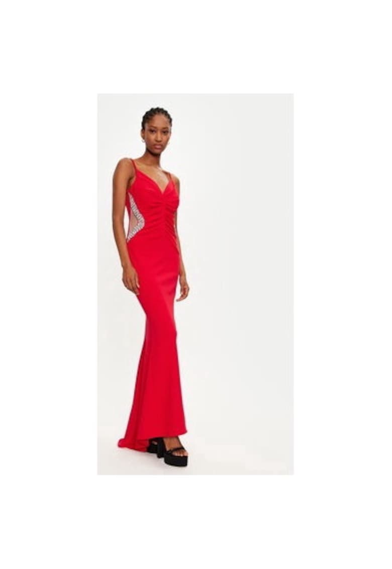 Rochie dama -  304917455 - Poliester - Negru - Rosu