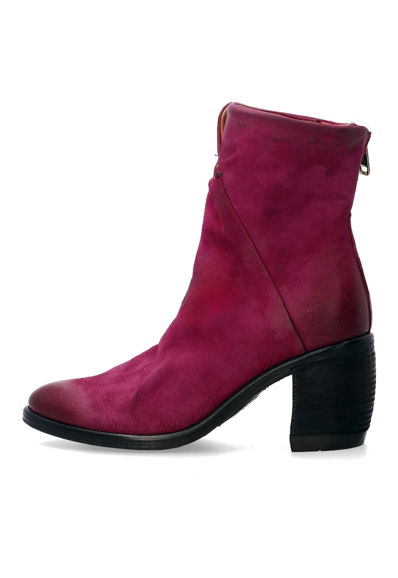 Botine din piele intoarsa cu toc masiv