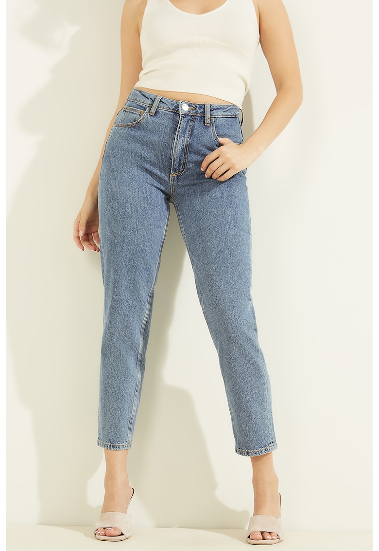 Blugi mom fit cu talie inalta - Albastru inchis