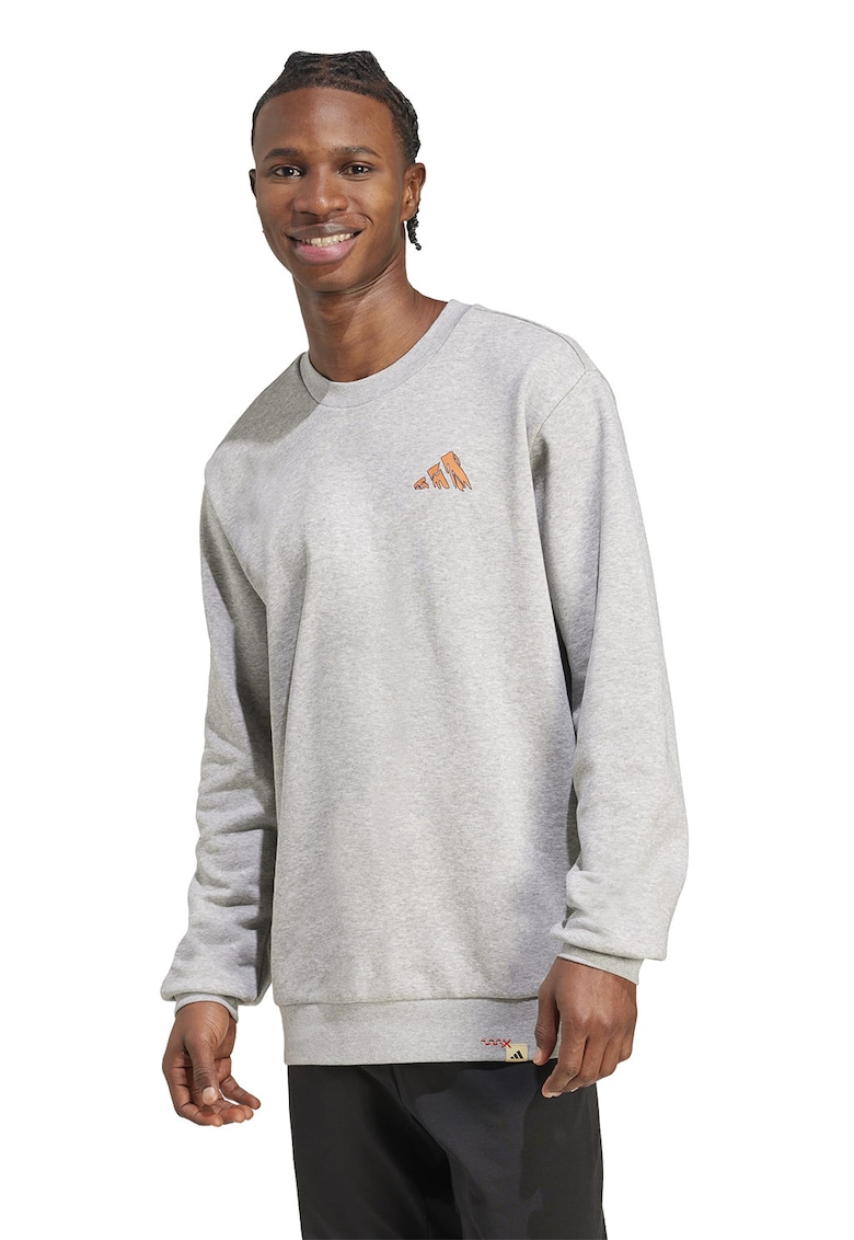 Bluza de trening cu imprimeu grafic pe partea din spate - Portocaliu mandarina/Gri deschis melange/Albastru