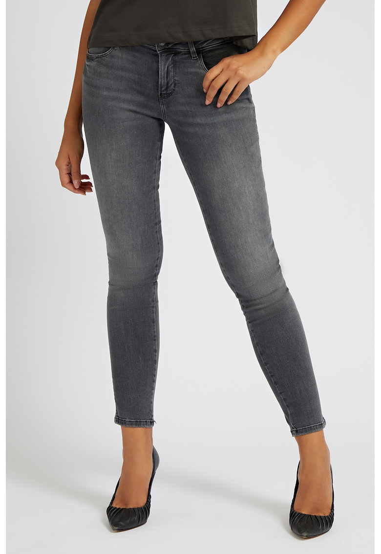 Blugi skinny cu aspect decolorat Curve X - Alb murdar/Gri inchis
