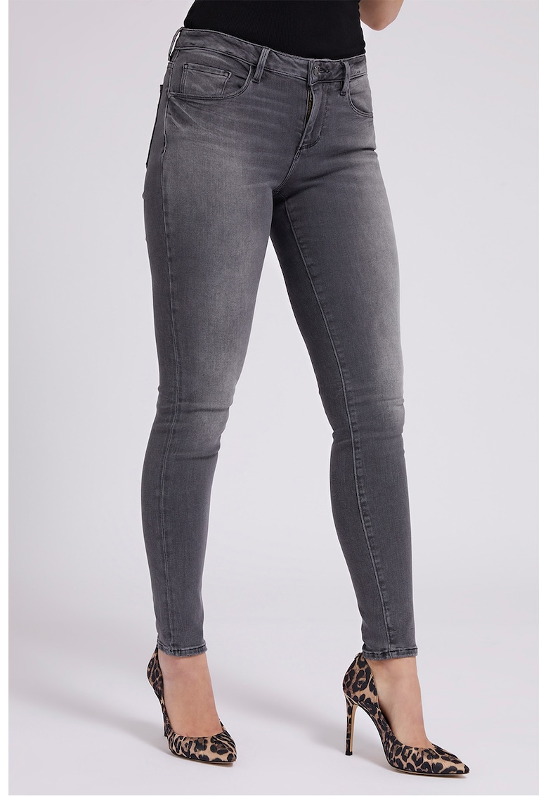 Blugi skinny cu talie medie Annette - Gri antracit