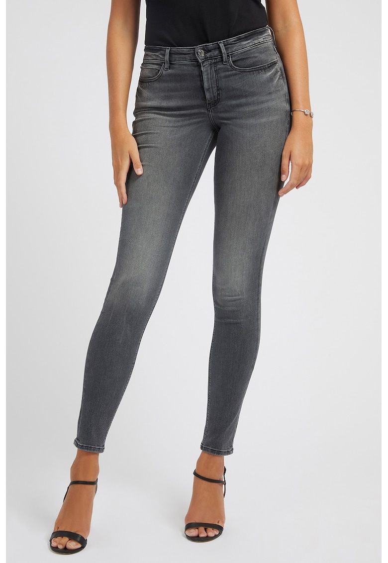 Blugi skinny cu aspect decolorat 1981 - Alb murdar/Gri inchis