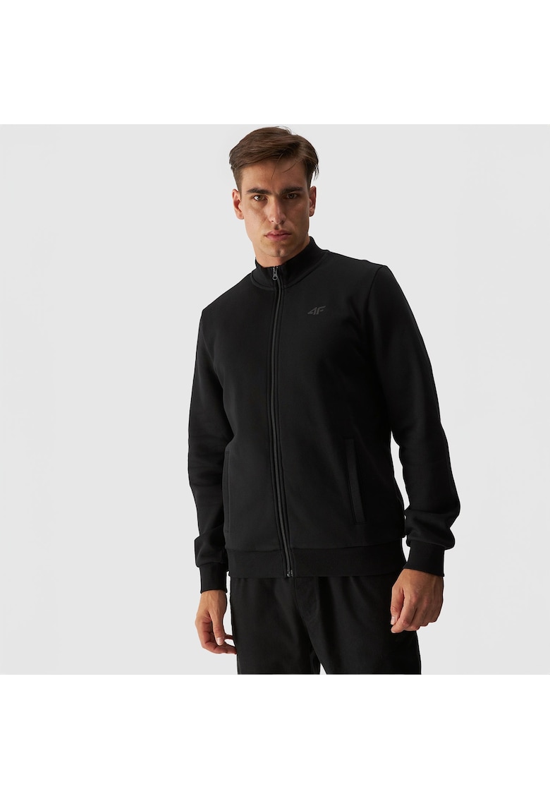 Hanorac sport barbati  negru - bumbac - cu maneci elastice - cu buzunare laterale