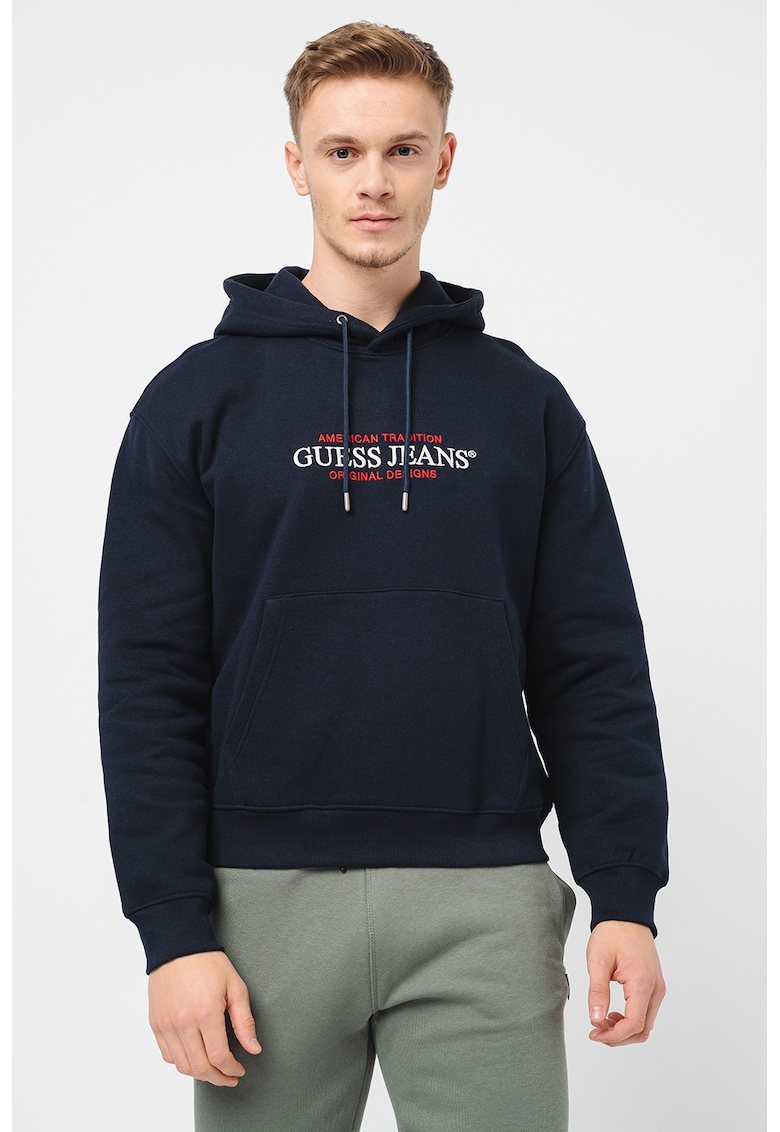 Hanorac cu imprimeu logo - Rosu/Alb optic/Bleumarin