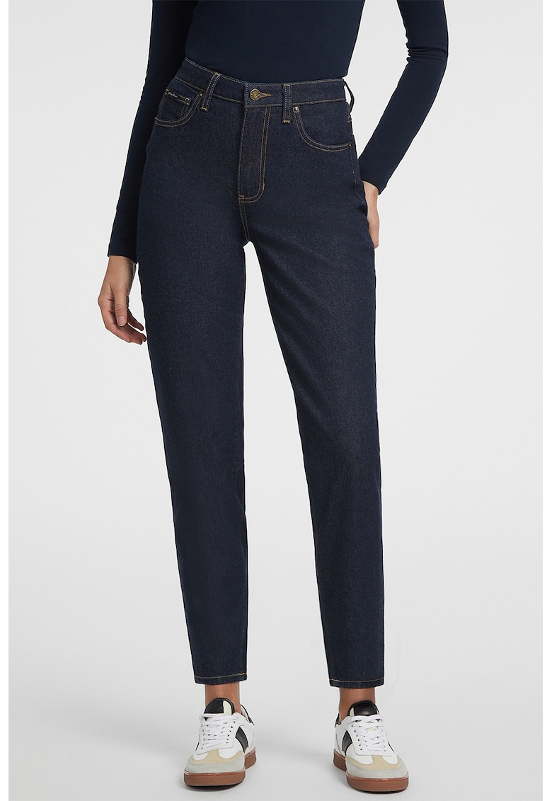 Blugi mom fit cu talie inalta - Bleumarin